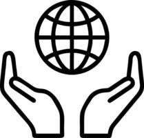 Two hands holding a floating globe isolated on white background vector
