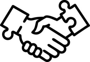 graphic of a puzzle piece with a handshake symbolizing strategic partnerships vector
