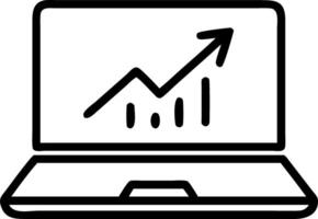 icon of a laptop with a graph representing online financial analysis vector