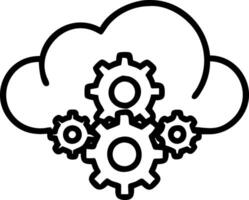 icon of a cloud with gears representing cloud based business solutions vector