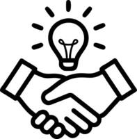 icon of a handshake with a lightbulb symbolizing innovative partnerships vector