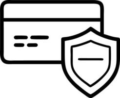 icon of a shield with a credit card inside representing secure payment vector