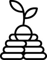 icon of a stack of coins with a small plant sprouting representing investment growth vector