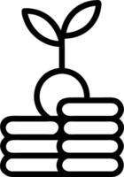 icon of a stack of coins with a small plant sprouting representing investment growth vector
