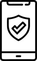 icon of a smartphone with a shield representing secure mobile payments vector
