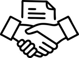 illustration of a handshake with a contract symbolizing a business agreement vector