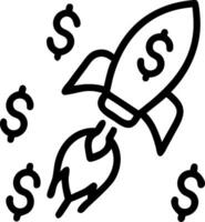 illustration of a rocket launching with dollar signs trailing symbolizing financial growth vector