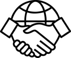 illustration of a handshake over a globe symbolizing global business partnerships vector