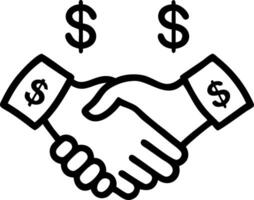 illustration of a handshake with a contract symbolizing a business agreement vector