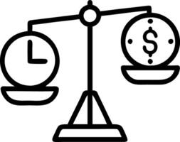 illustration of a scale balancing a clock and money representing time management vector