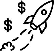 illustration of a rocket launching with dollar signs trailing symbolizing financial growth vector
