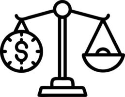illustration of a scale balancing a clock and money representing time management vector