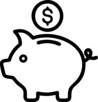 image of a piggy bank with a coin dropping in representing savings vector