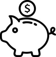 image of a piggy bank with a coin dropping in representing savings vector