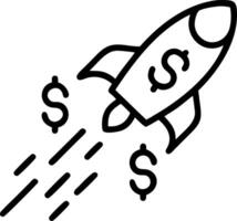 image of a rocket with dollar signs representing startup success vector