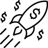 image of a rocket with dollar signs representing startup success vector