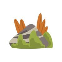 Granite Boulder with Grass, Natural Landscape Design Element Illustration vector