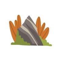 Granite Stone with Grass, Natural Landscape Design Element Illustration vector