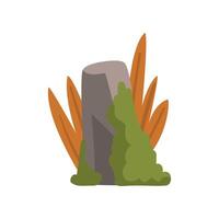 Rock Grey Stone Boulder with Moss and Grass, Forest, Mountain Natural Landscape Design Element Illustration vector