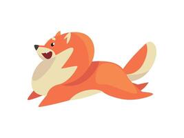Cute Happy Running Pomeranian Spitz, Funny Pet Dog Cartoon Character Illustration vector