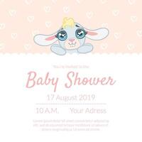 Cute Baby Shower Invitation Card Template with Place for Text Illustration vector