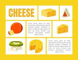 Cheese Banner Template with Place for Text, Natural Dairy Products Description, Advertising Different Types of Cheese Illustration vector