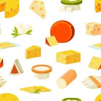 Cheese Seamless Pattern with Natural Dairy Products, Design Element Can Be Used for Fabric, Wallpaper, Packaging Illustration vector