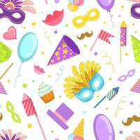 Carnival Seamless Pattern with Celebration Party Objects, Design Element Can Be Used for Fabric, Wallpaper, Packaging Illustration vector