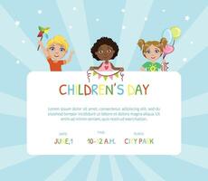Childrens Day Banner, Flyer or Invitation Card Template with Place for Text Illustration vector