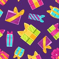 Holiday Shopping Seamless Pattern with Colorful Gift Boxes, Design Element Can Be Used for Fabric, Wallpaper, Packaging Illustration vector