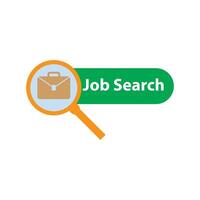 green job search simple button. cartoon minimal hiring logotype graphic color badge design isolated on white. concept of find digital cv or resume on internet jobsite and social media opportunity vector