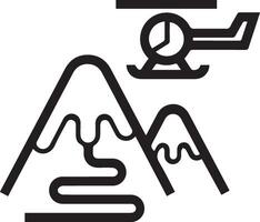 Helicopter and mountain icon illustration vector