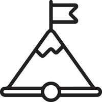 A mountain with a flag on top of it vector
