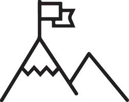 A mountain with a flag on top of it vector
