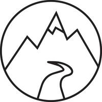 A black and white logo of a mountain with a road in the middle vector