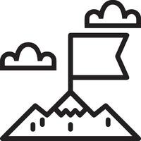 A black and white illustration of a flag on top of a mountain vector