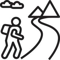 A man is walking along a path with mountains in the background vector