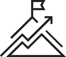 A black and white logo of a mountain with a flag on top vector