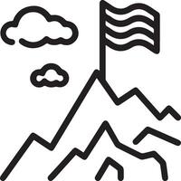 A mountain with a flag on top and clouds in the sky vector