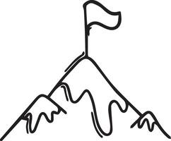 A mountain with a flag on top of it vector