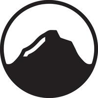 A black and white mountain silhouette in a circle vector