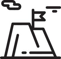 A mountain with a flag on top of it vector