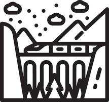 A black and white illustration of a mountain range vector