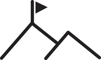A black and white mountain with a flag on top vector