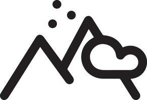 A black and white logo with a mountain and heart vector