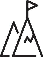 A black and white image of a mountain with a flag vector