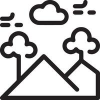 A black and white illustration of a mountain with clouds vector