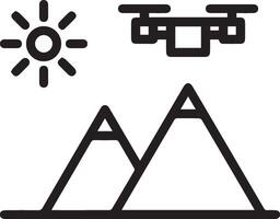 A black and white image of a drone flying over mountains vector