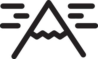 A black and white logo of a mountain with a triangle vector