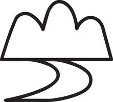 A black and white line drawing of a mountain with a road vector